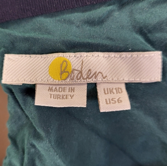 Boden Cropped Metalic Smocked Top in Green and Gold size 6 - Picture 5 of 7